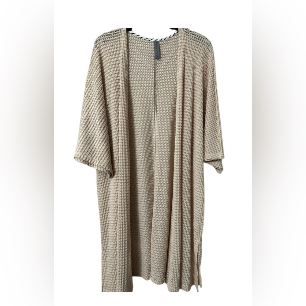 HoneyMe Women's Sweater  XL Cardigan Beige Kimono  Waffle Knit NEW